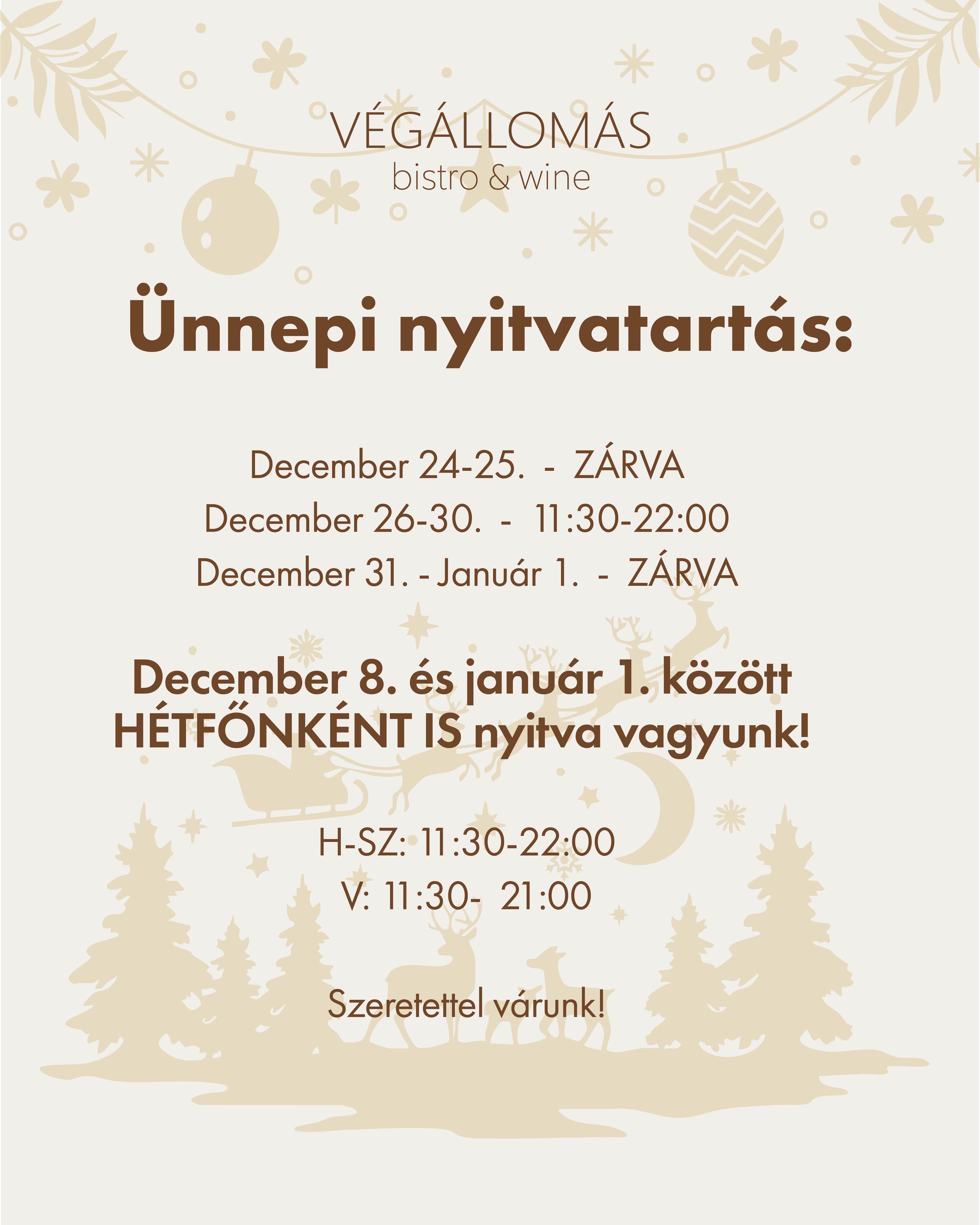 Ünnepi nyitvatartás